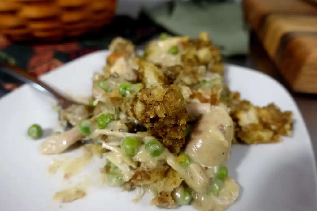 close-up-turkey-stuffing-casserole