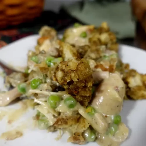 close-up-turkey-stuffing-casserole