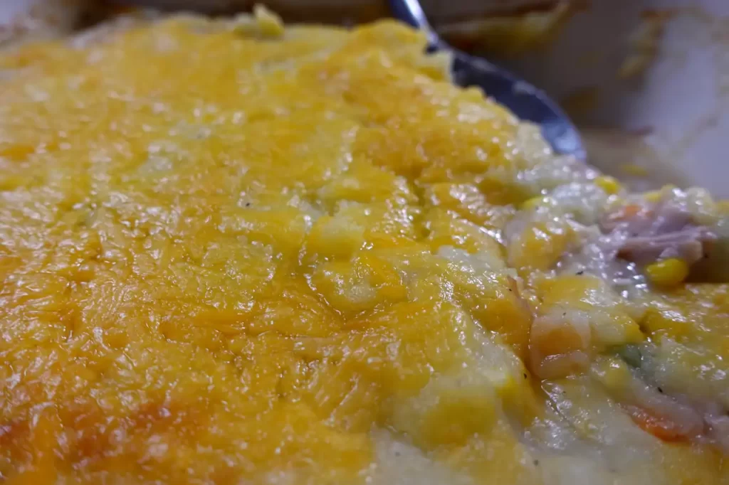 mashed-potato-turkey-gravy-mixed-veggie-casserole