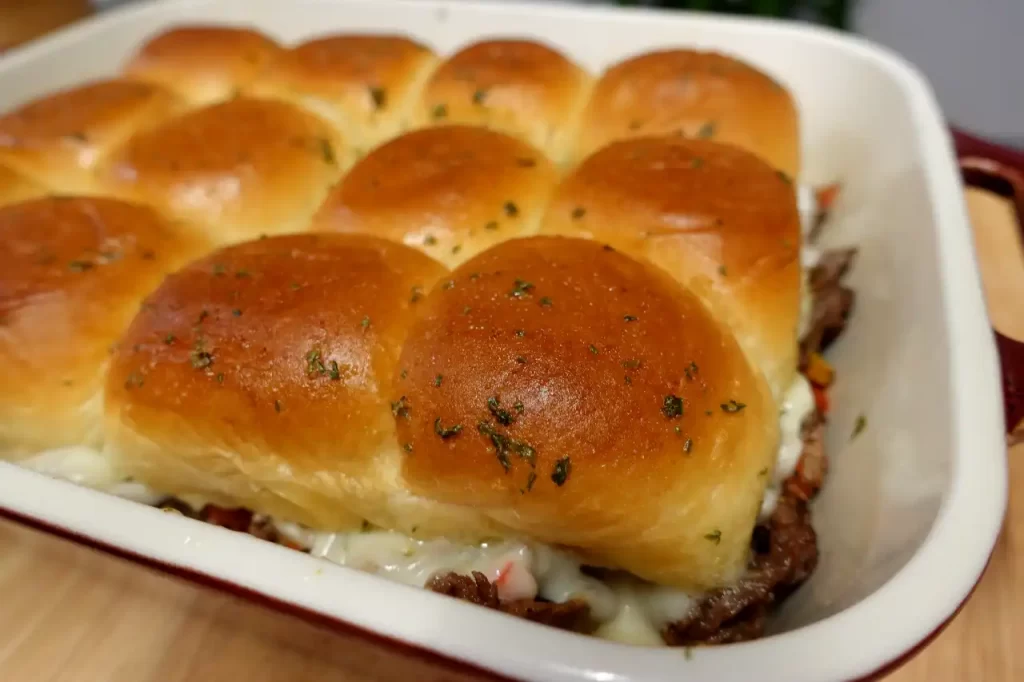 pan-of-cheesesteak-hawaiian-roll-sliders