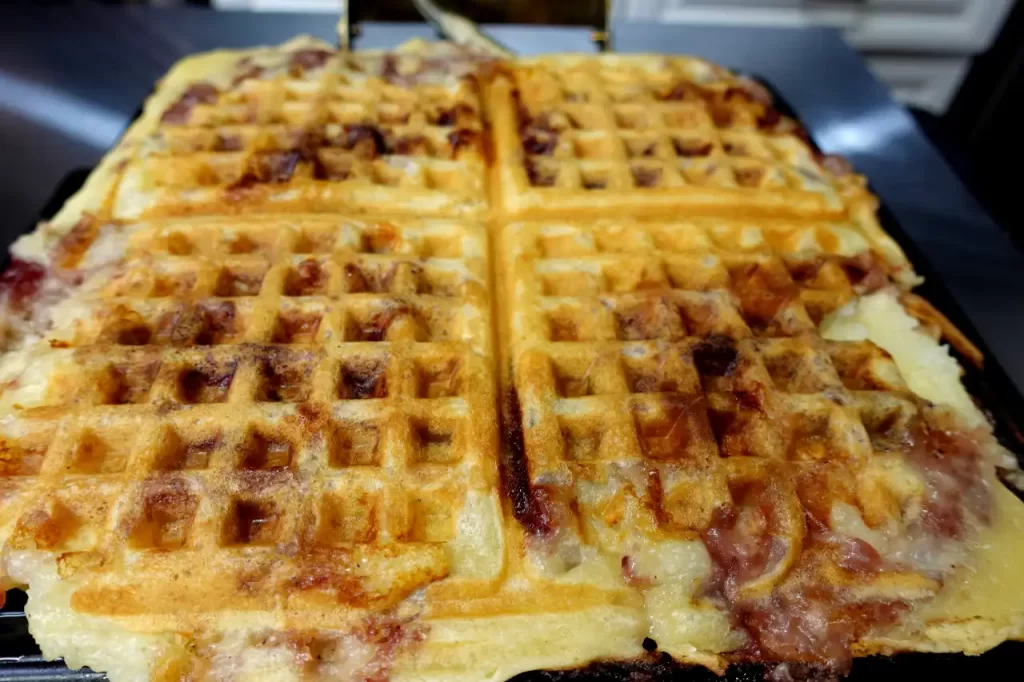 thanksgiving-leftover-stuffed-waffles-in-wafffle-iron