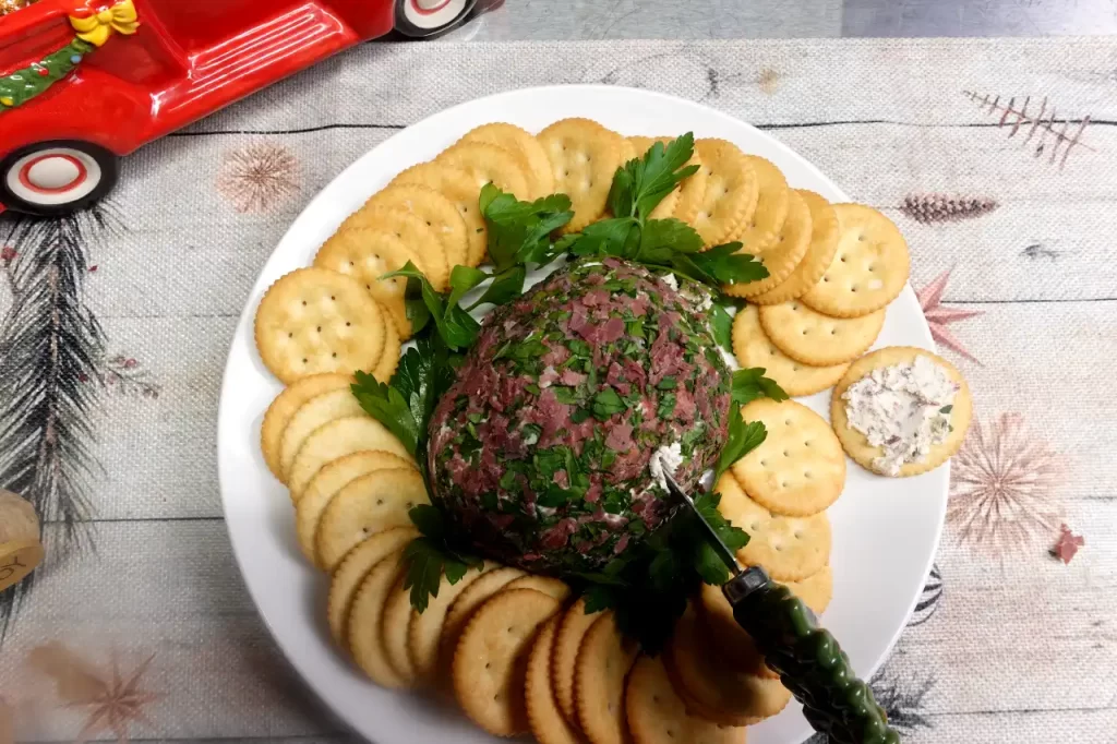 top-view-dried-beef-cheese-ball.