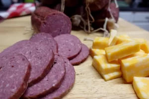 close-up-homemade-beef-bologna-sliced