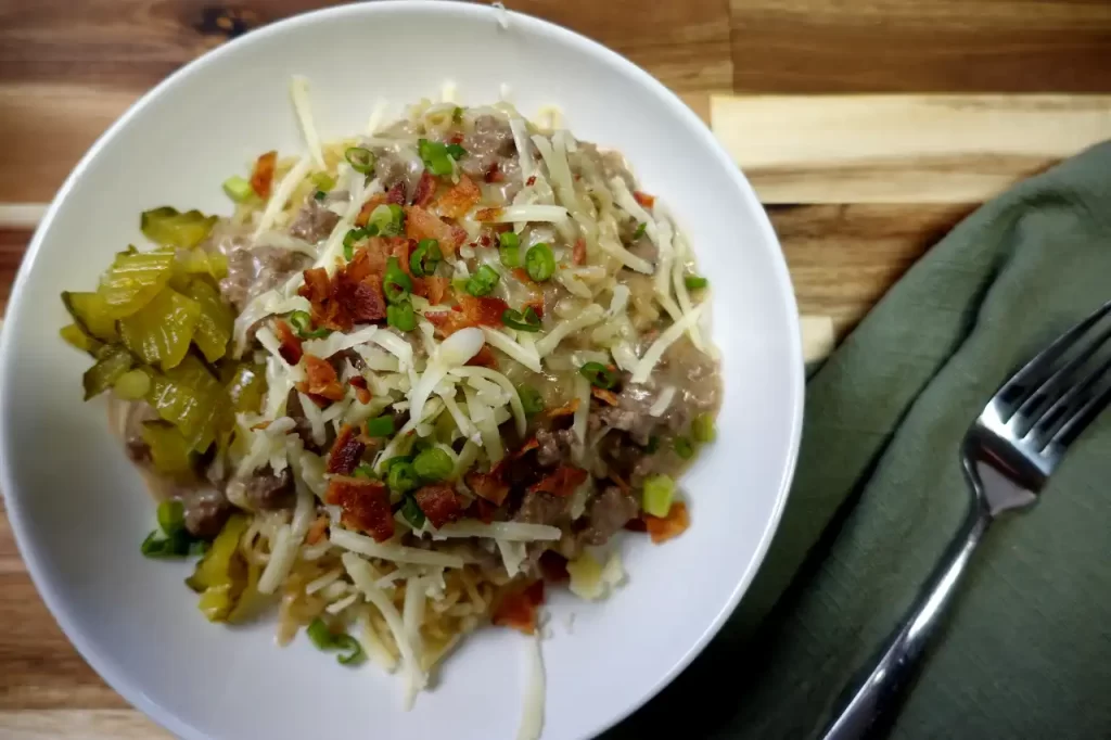 top-view-cheeseburger-ramen-bowl.
