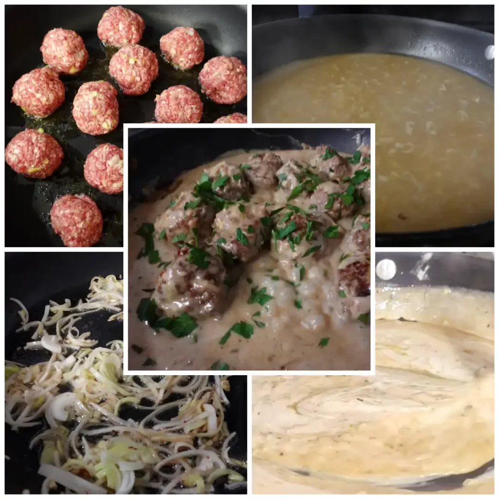 step-by-step-photo-collage-how-to-make-meatballs-in-creamy-leek-sauce