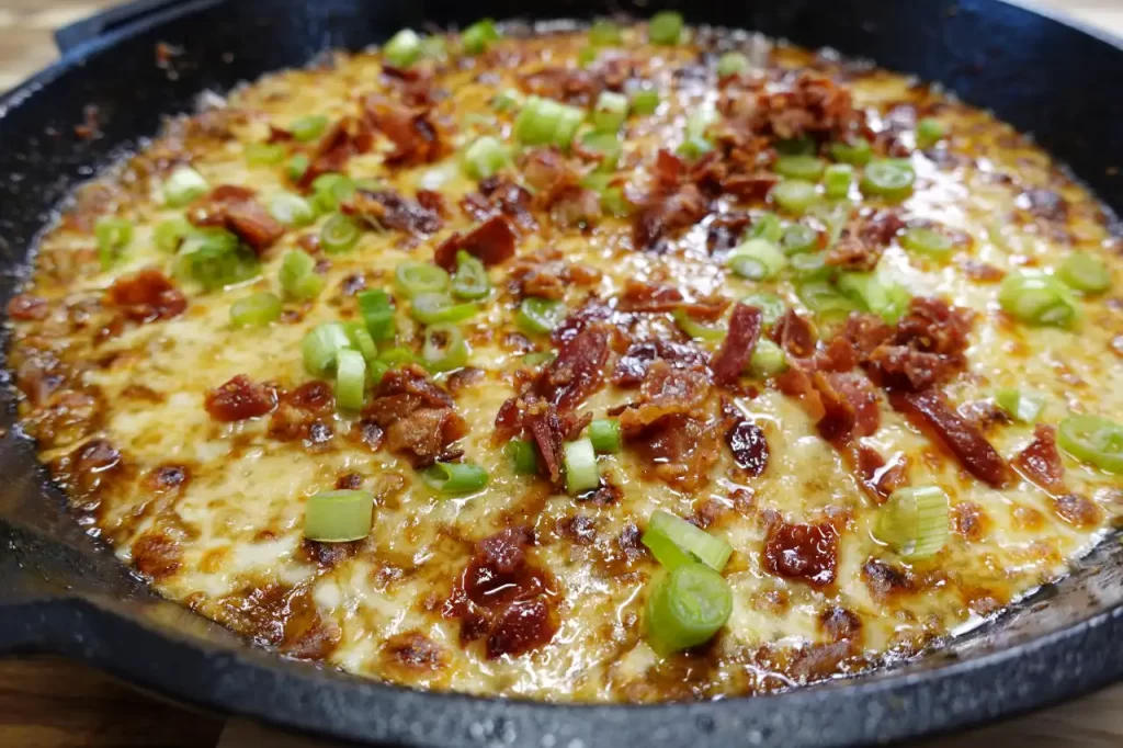 french-onion-cheesy-orzo-in-cast-iron-skillet