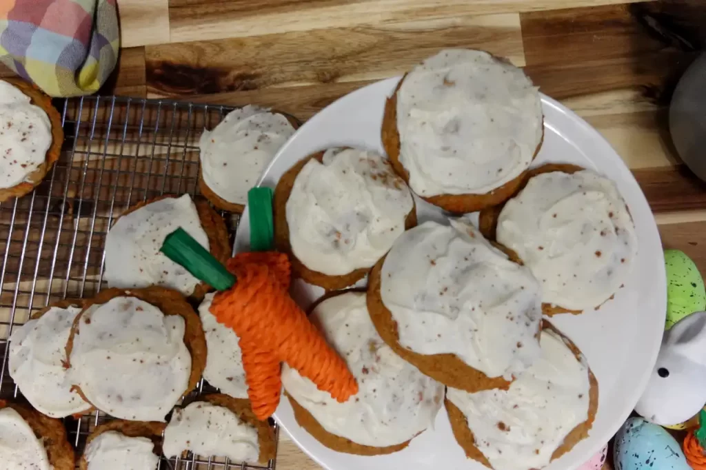 top-view-carrot-cake-cookies-with-cream-cheese