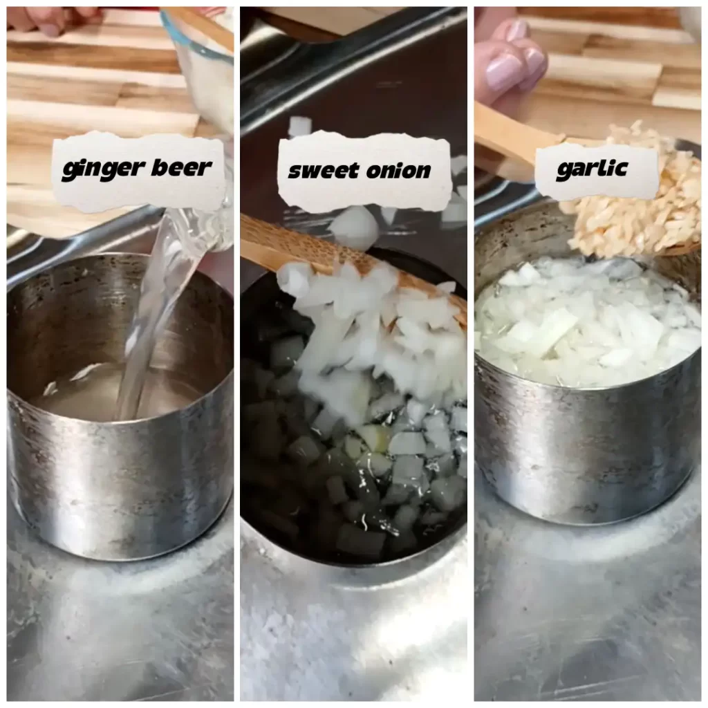 3-steps-filling-beer-can-chicken-holder-with-ginger-beer-onion-and-garlic.