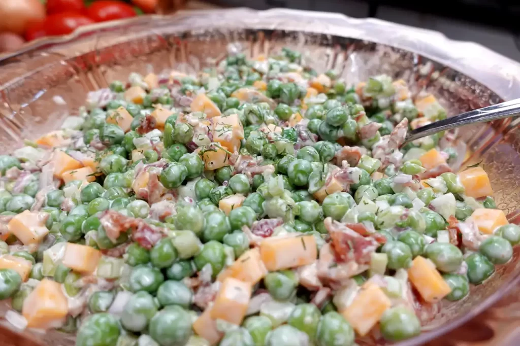 side-view-bacon-pea-salad