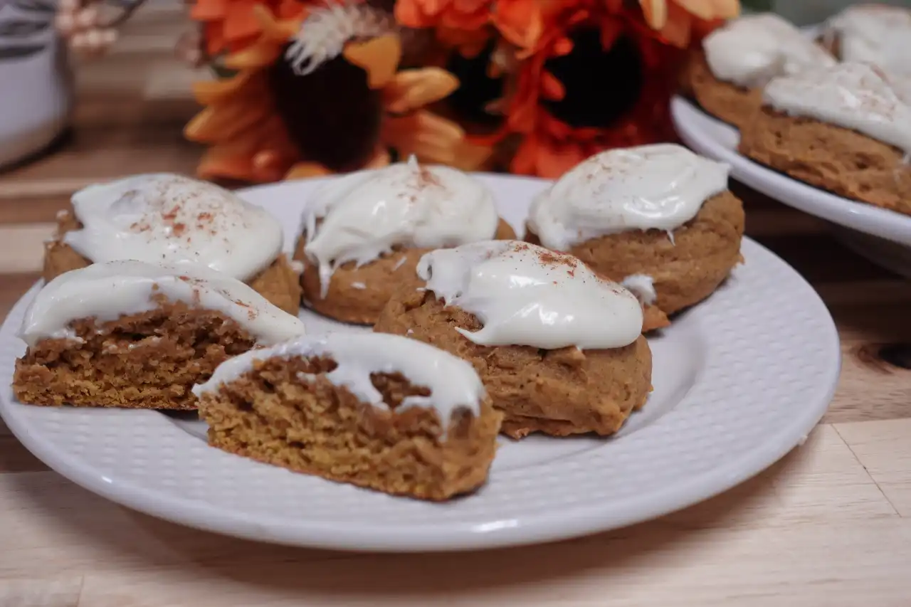 Pumpkin Cookies with Cream Cheese Frosting